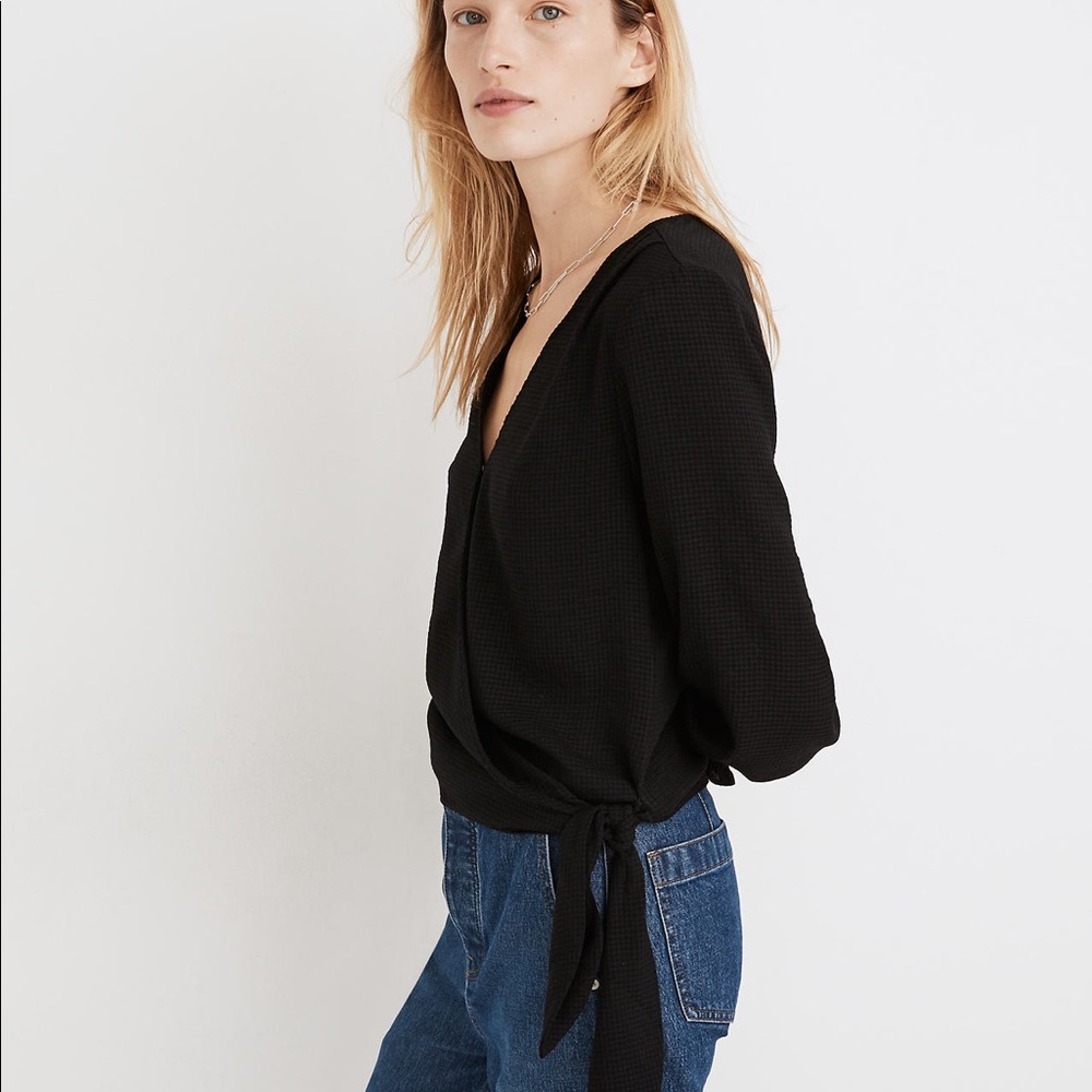 Madewell Smocked-Sleeve Wrap Top